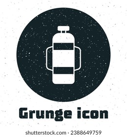 Grunge Aqualung icon isolated on white background. Oxygen tank for diver. Diving equipment. Extreme sport. Diving underwater equipment. Monochrome vintage drawing. Vector