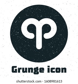 Grunge Aries zodiac sign icon isolated on white background. Astrological horoscope collection.  Vector Illustration