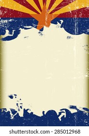 Grunge Arizona flag. A poster with a flag of Arizona with a large empty grunge frame for your message.