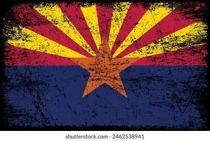 Grunge Arizona flag. Vector flag of Arizona.