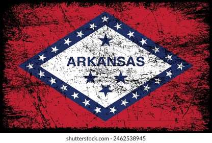 Grunge Arkansas flag. Vector flag of Arkansas.