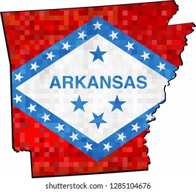 Grunge Arkansas map with flag inside - Illustration