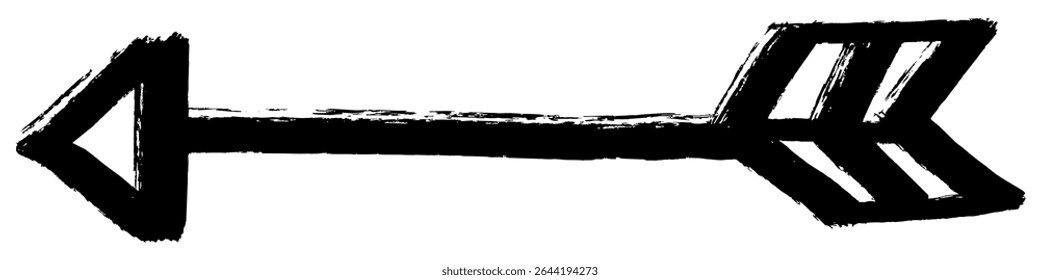 Arco de seta grunge com vetor de textura de traçado de pincel, combinando a direção com uma sensação crua, artística, angustiada. Ótimo para ponteiros de borda, design abstrato ou gráficos dinâmicos.