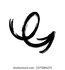 Grunge arrow. Brush painted arrow with marker texture. Vector illustration isolated in white background