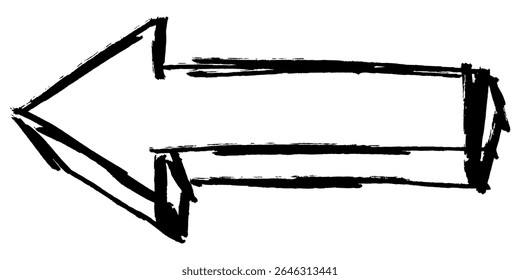 Grunge arrow with brush stroke texture vector. Combines direction with a raw, artistic, distressed feel. Great for edgy navigation, abstract pointers, or dynamic warning designs with a textured look.