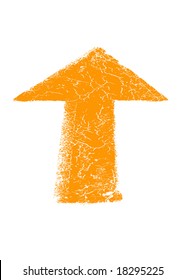 a grunge arrow pointing up
