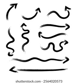 Grunge arrow set brush. Grunge arrow paint vector