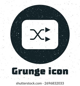 Grunge-Arrow-Shuffle-Symbol einzeln auf weißem Hintergrund. Monochrome Vintage-Zeichnung. Vektorgrafik