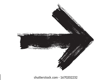 Grunge Arrow Vector. Brush Paint Black.