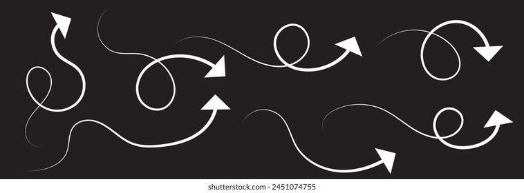 grunge flecha. grunge flecha Vector. grunge flecha pincel. grunge flecha pintar blanco. Ilustración vectorial. aislado sobre fondo negro. EPS 10