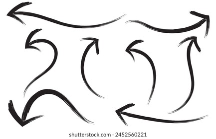 grunge arrow vector. grunge arrow brush. grunge arrow paint. Isolated on white background. Vector illustration. 