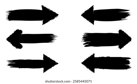 Grunge arrow vector, Paint brush stroke icon buttons. Grunge texture, Black vector hand-painted brush stroke arrows collection, - Powered by Shutterstock - Get 15% off with code: PIKWIZARD15