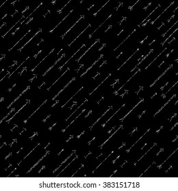 Grunge arrows background. Dark seamless pattern. Black and white colors. Contrast scratched backdrop. Plain backdrop for wallpaper, web page background or surface texture. Pattern fills.