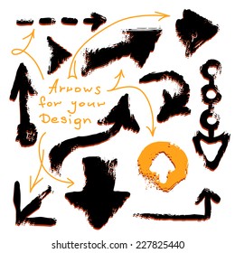 Grunge Arrows black Vector set