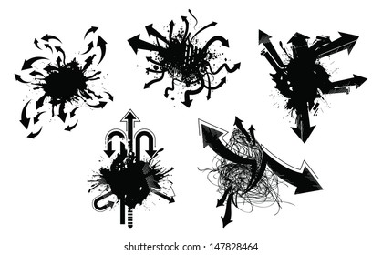 Grunge arrows. Collection abstract grunge arrows