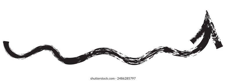 Grunge flechas colección. Conjunto de flecha de grunge dibujado a mano. Cepillos sucios realistas. Boceto negro hecho a mano acuarela doodle flecha - Vector de stock.