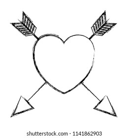 grunge arrows design inside heart romance symbol