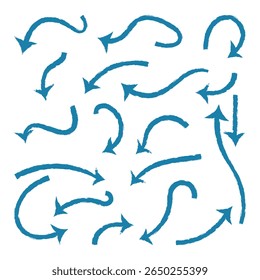 Grunge arrows on white background. Vector hand drawn arrows isolated on white background