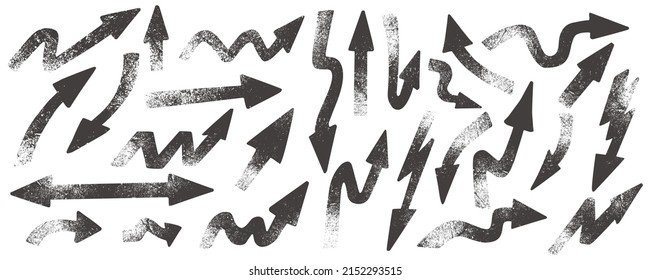 Grunge Arrows. Set of hand drawn grunge arrows. Vector illustration.