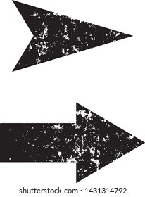Grunge Arrows Signs Collection. Can be used as Separate Design Elements. Vector Distressed Textures Set. Blank Geometric Shapes. Vector Illustration. Black isolated on white. EPS10.