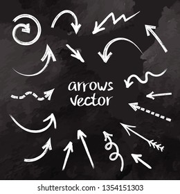 Grunge arrows vector set on black background