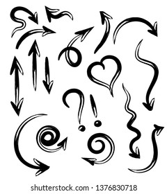 Grunge arrows vector set on white background