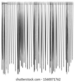 Grunge art abstract vector design element, vertical lines, isolated on white, monochrome background, random shape