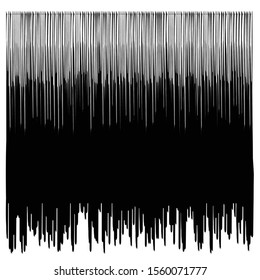 Grunge art abstract vector design element, vertical lines, isolated on white, monochrome background, random shape