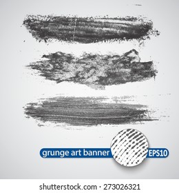 Grunge Art Banner. Vector Background Set