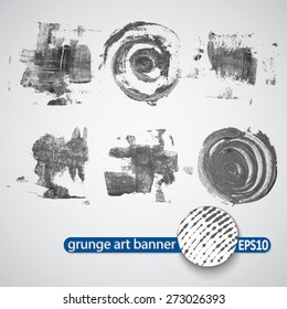 Grunge Art Banner. Vector Background Set