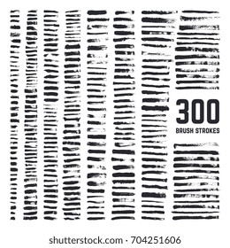 Grunge artistic brush elements. Freehand texture black dirty brushes and rough strokes big vector collection. Illustration of distressed shape grunge