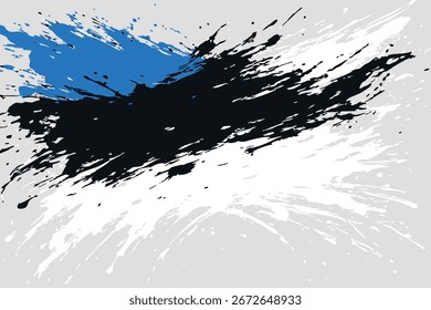 Grunge artistic Estonia flag splashes in abstract brushstroke style for patriotic or creative design.
