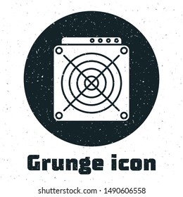 Grunge ASIC Miner icon isolated on white background. Cryptocurrency mining equipment and hardware. Application specific integrated circuit.  Vector Illustration