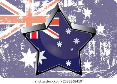 Grunge Australia flag  with on star