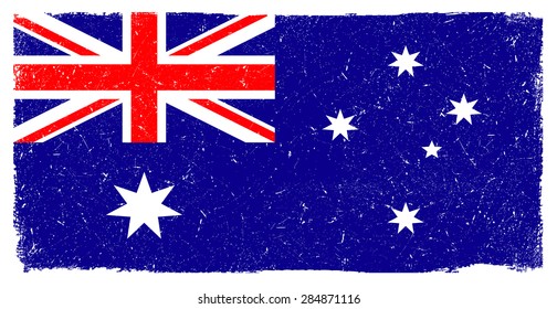 Grunge Australia flag.Australian flag with grunge texture.Vector template.