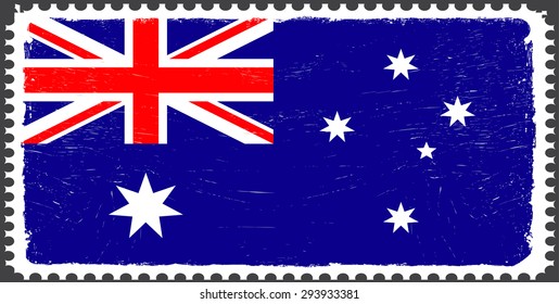 Grunge Australia flag.Australian flag with grunge texture.Vector template.