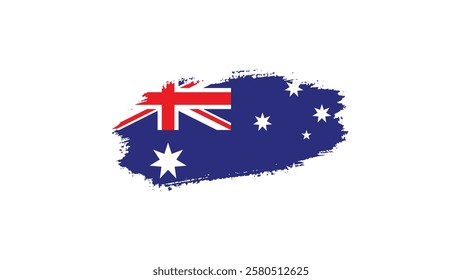 Grunge Australian flag with paint brush textured isolated on white background, Watercolor painting flag—Australian Flag with Brush Concept Vector Illustration.