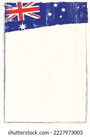 A grunge australian flag for a poster with a large empty frame for your message