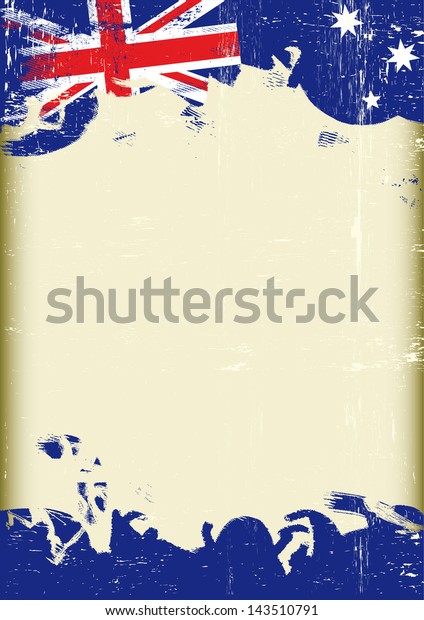 Grunge Australian Flag Poster Large Scratched Stock Image