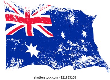 Grunge Australian Flag Waving.