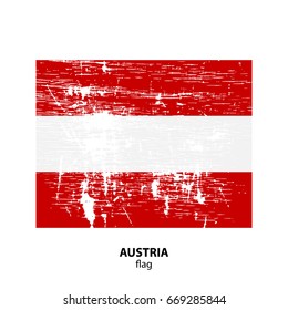 Grunge Austria flag isolated on white background. Design element for flyers or banners.