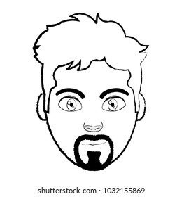 grunge avatar man head with facial expression
