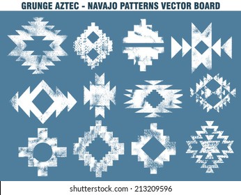 Grunge aztec indian pattern vector illustration on blue board