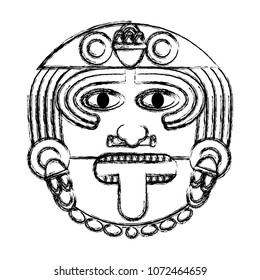 Line Aztec Sun God Culture Symbol Stock Vector (Royalty Free) 1072445384