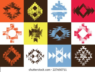 Grunge aztec-navajo color vector page