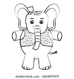 grunge baby elephant animal with vest and hat