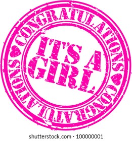 Grunge baby girl rubber stamp