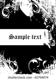 Grunge backdrop with floral decorations-2