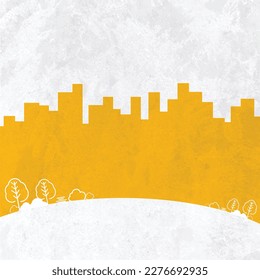 Grunge Background _ Cityscape Buildings, Online delivery, car, bike, food, real estate social media post Vector Design Template 