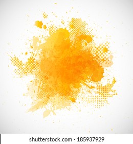 Grunge background. Abstract blots. Watercolor Background . Vector Illustration .Grunge orange stamp. Textured circle 